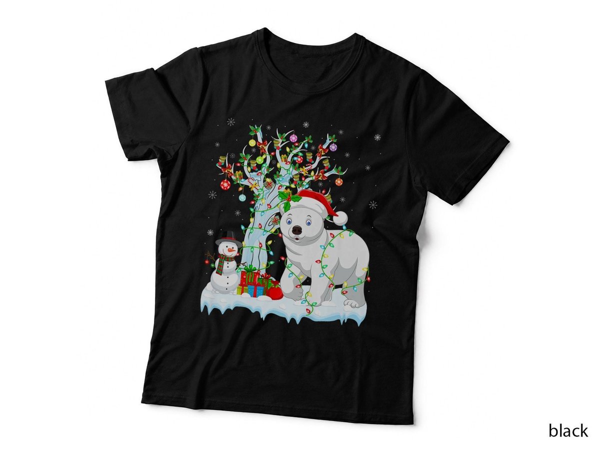 Polar Bear Xmas Tree Lighting Santa Polar Bear Christmas T-Shirt