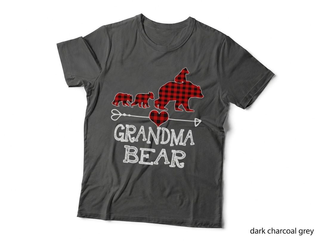 Red Plaid Grandma Bear Buffalo Christmas Pajama Family T-Shirt