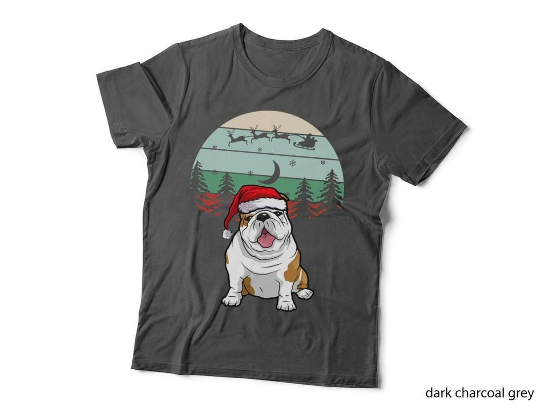 Retro English Bulldog Christmas Vintage Dog Lover Xmas T-Shirt