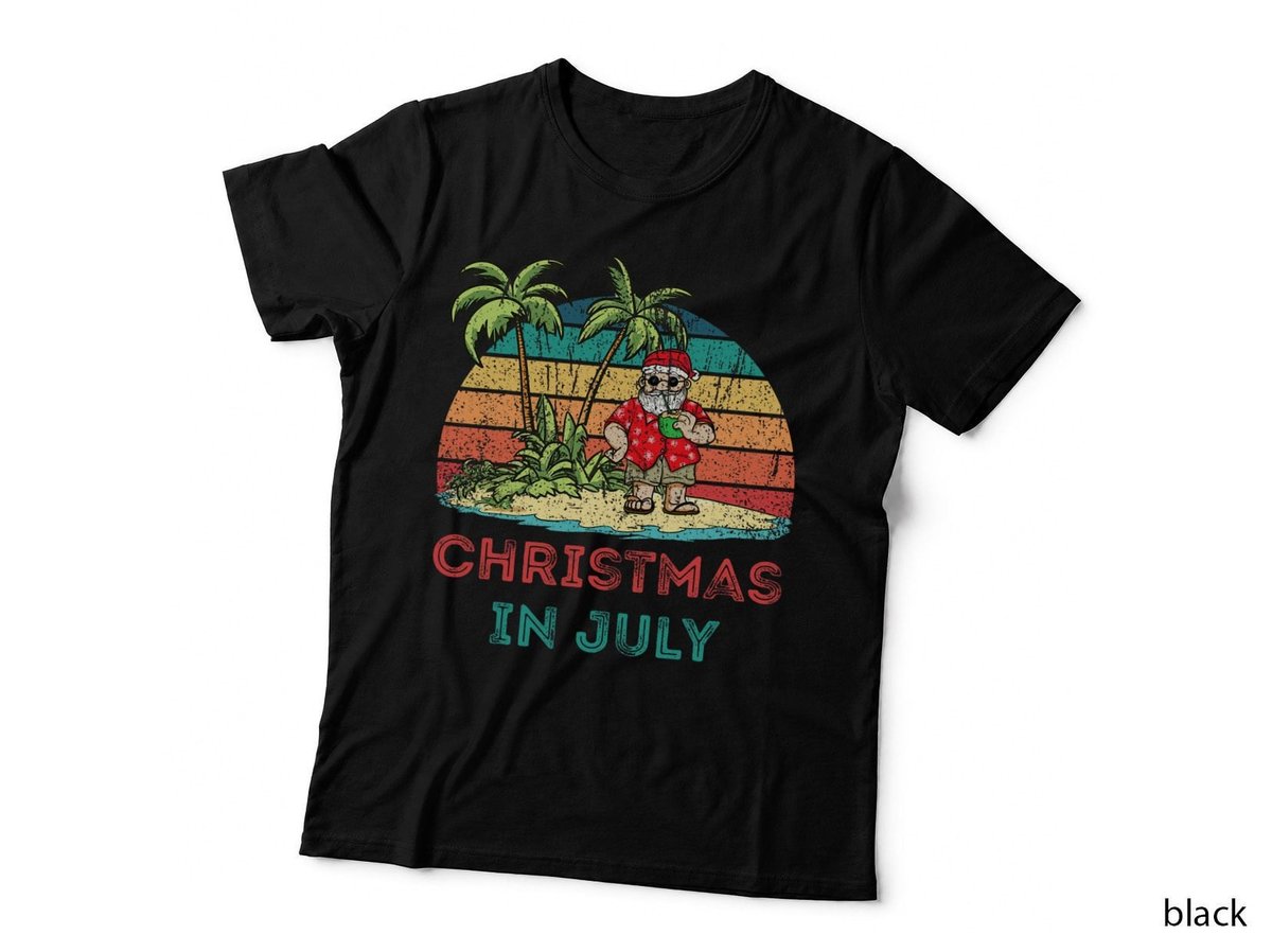Retro Santa Summer Vacation Christmas in July T-Shirt