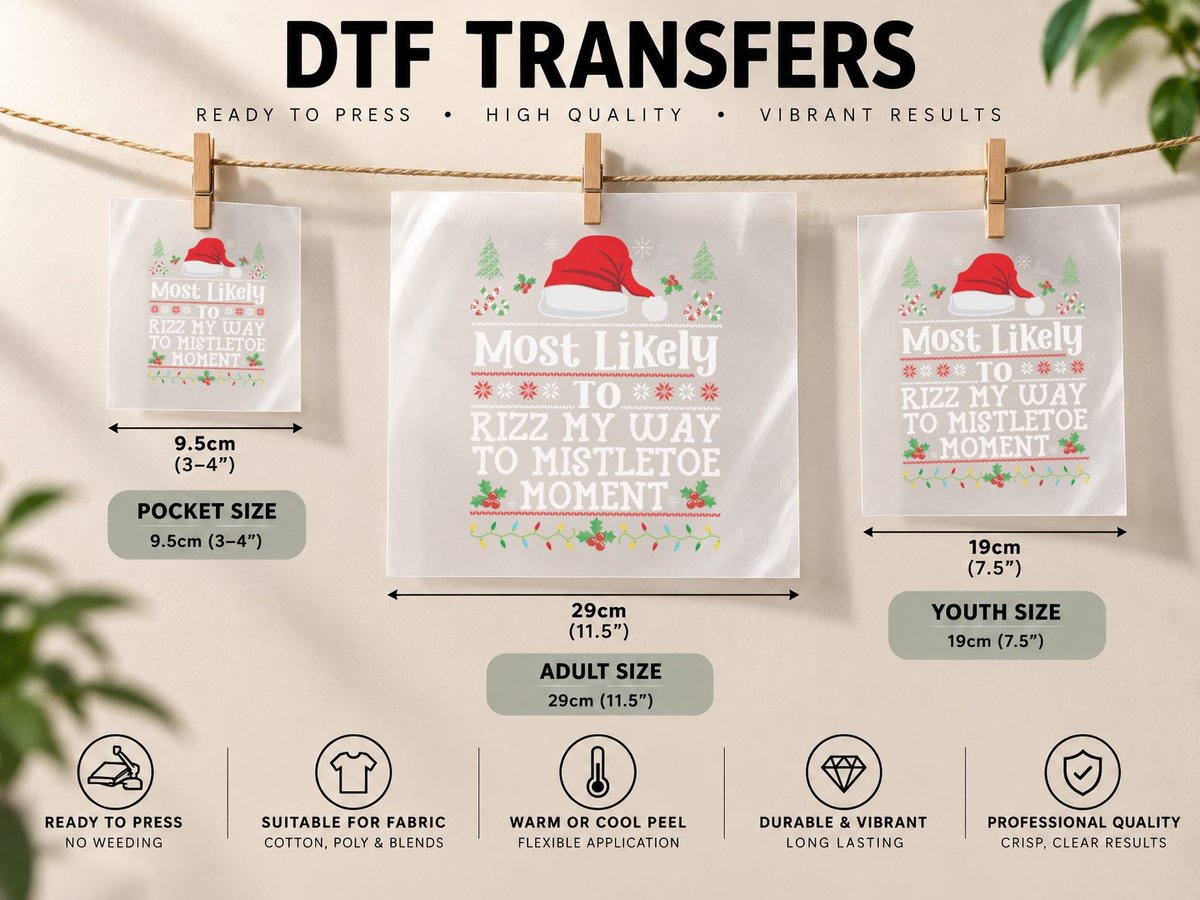 Rizz My Way to Mistletoe Moment- Funny Christmas Gen Z DTF Transfer Iron On