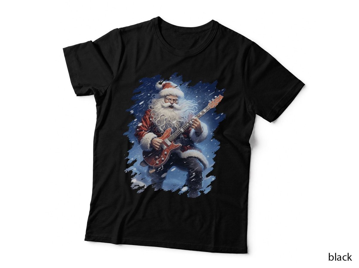 Rock and Roll Guitar Santa Christmas ROCK Music Lover T-Shirt