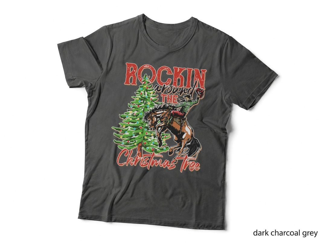 Rockin' Around the Christmas Tree Cowboy Santa Ride Horse T-Shirt