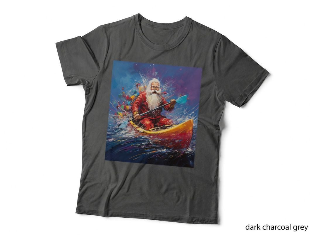 Santa Claus in Boat, Kayak Canadian Christmas Canoe T-Shirt