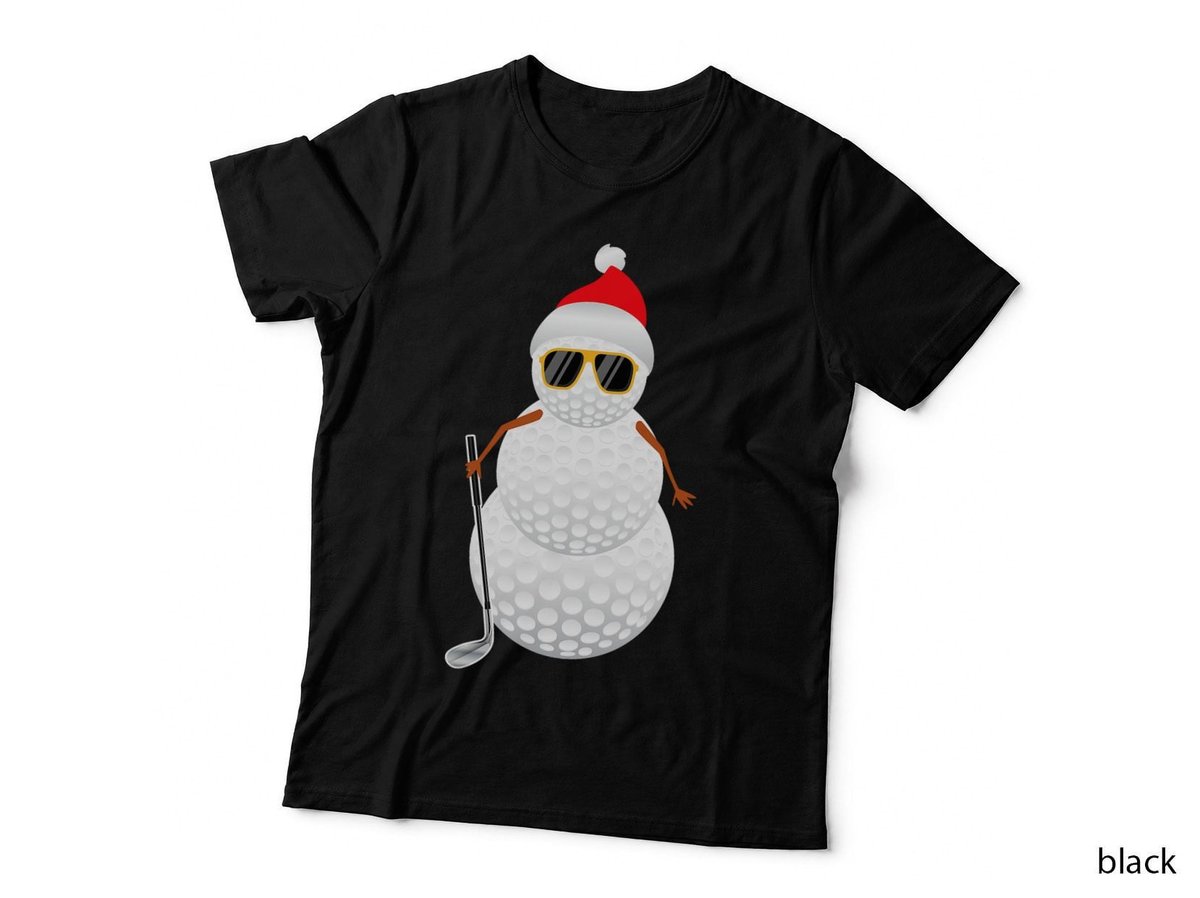 Santa Snowman Golf Ball Christmas Golfer Gift T-Shirt