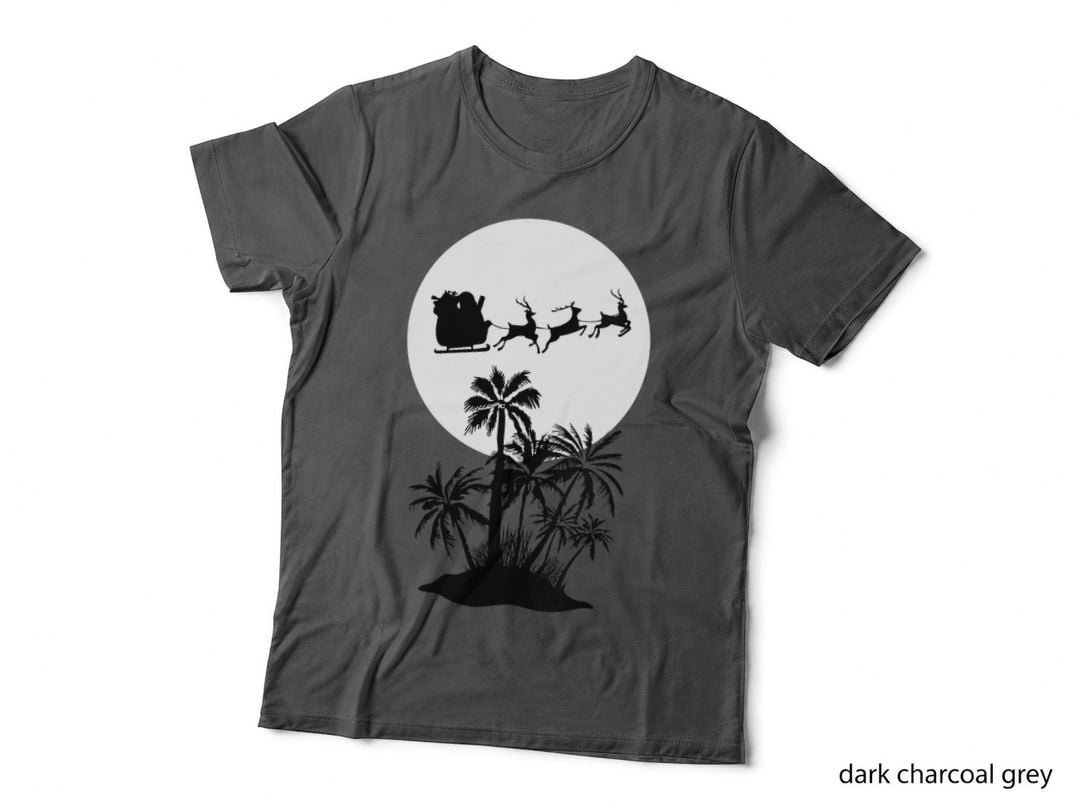 Santa Tropical Island and Full Moon for Christmas Travel T-Shirt