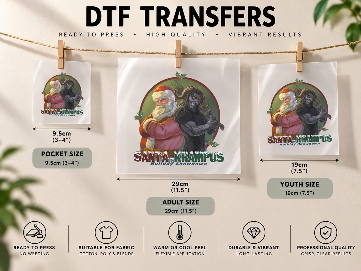 Santa vs Krampus DTF Transfer Iron On