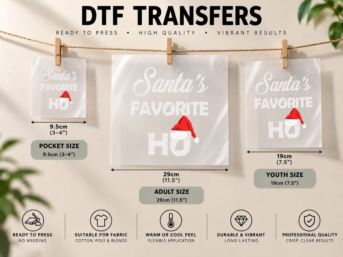 Santa's Favorite Ho Funny Christmas Gift Short Sleeve DTF Transfer Iron On