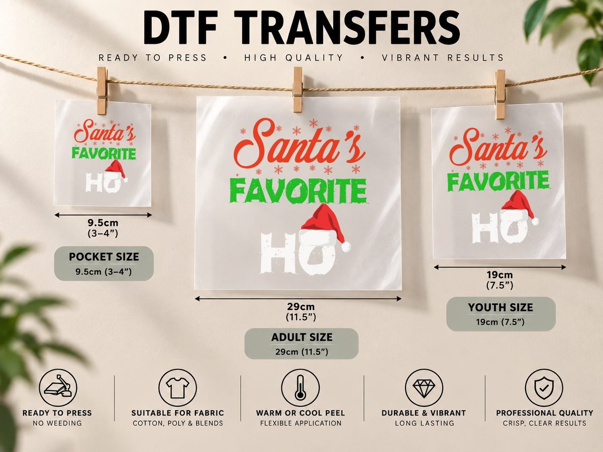 Santa's Favorite Ho Funny Christmas Gift, Xmas Present DTF Transfer Iron On
