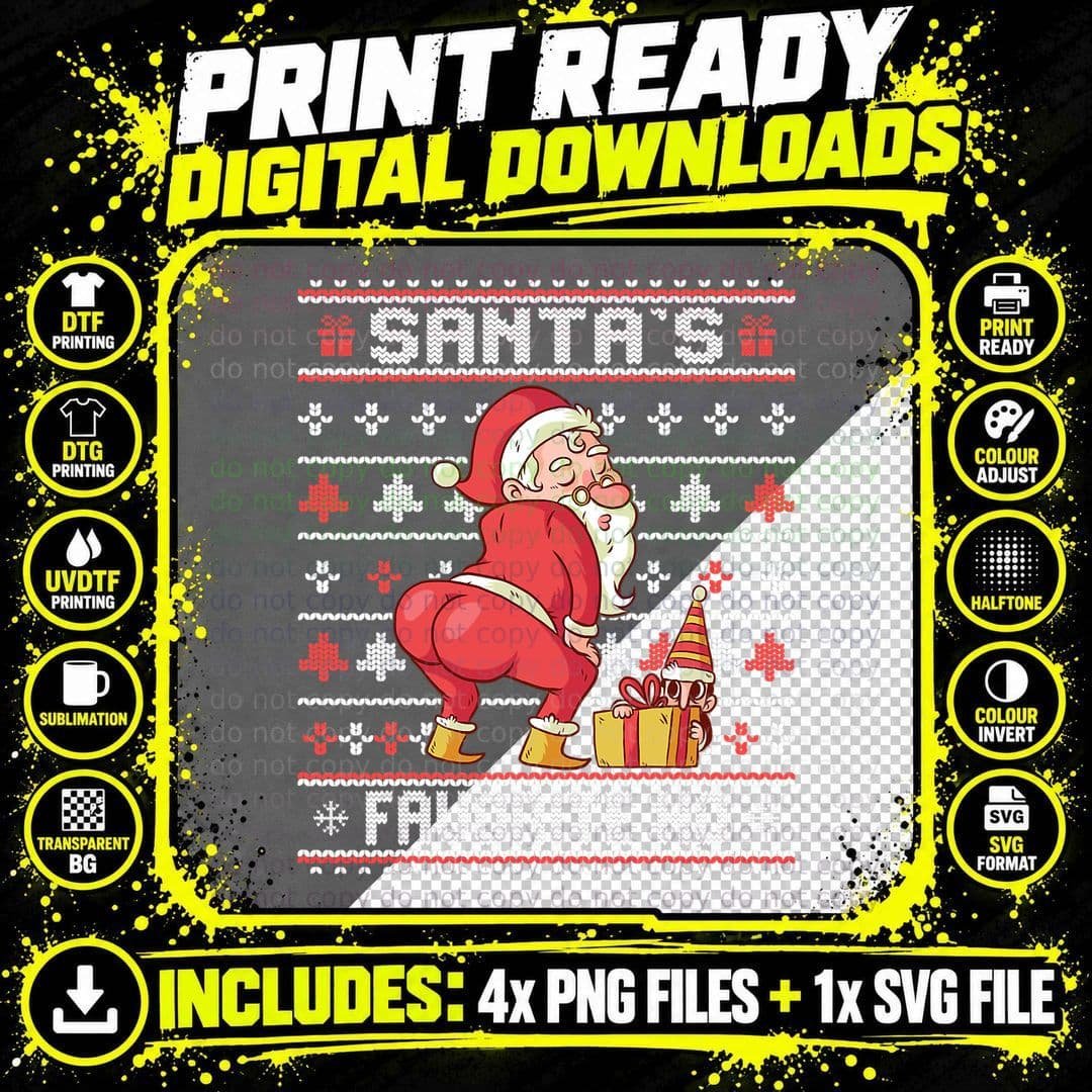 Santa's Favorite Ho Xmas Family Matching Pjs Funny Png SVG Digital Bundle