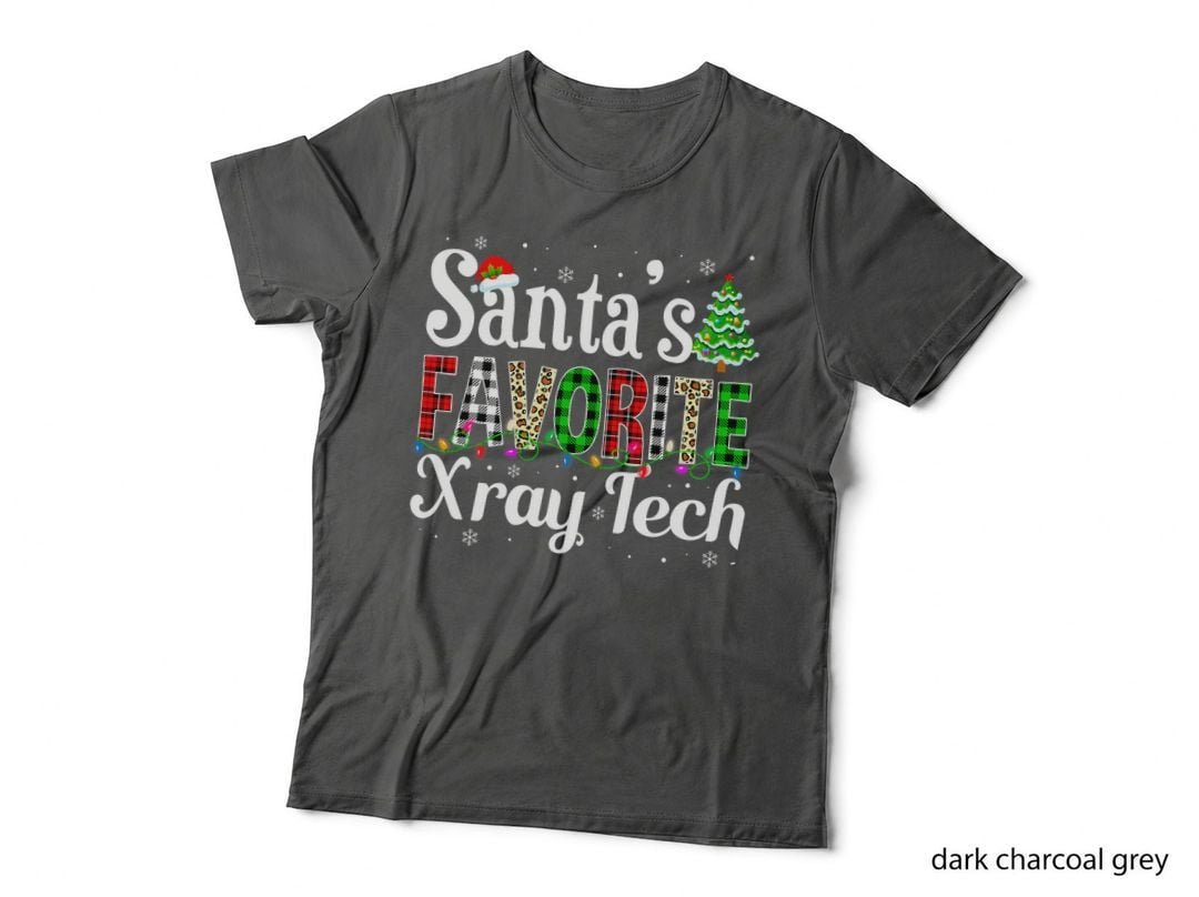 Santa's Favorite X-Ray Tech Cute Buffalo Plaid Christmas T-Shirt