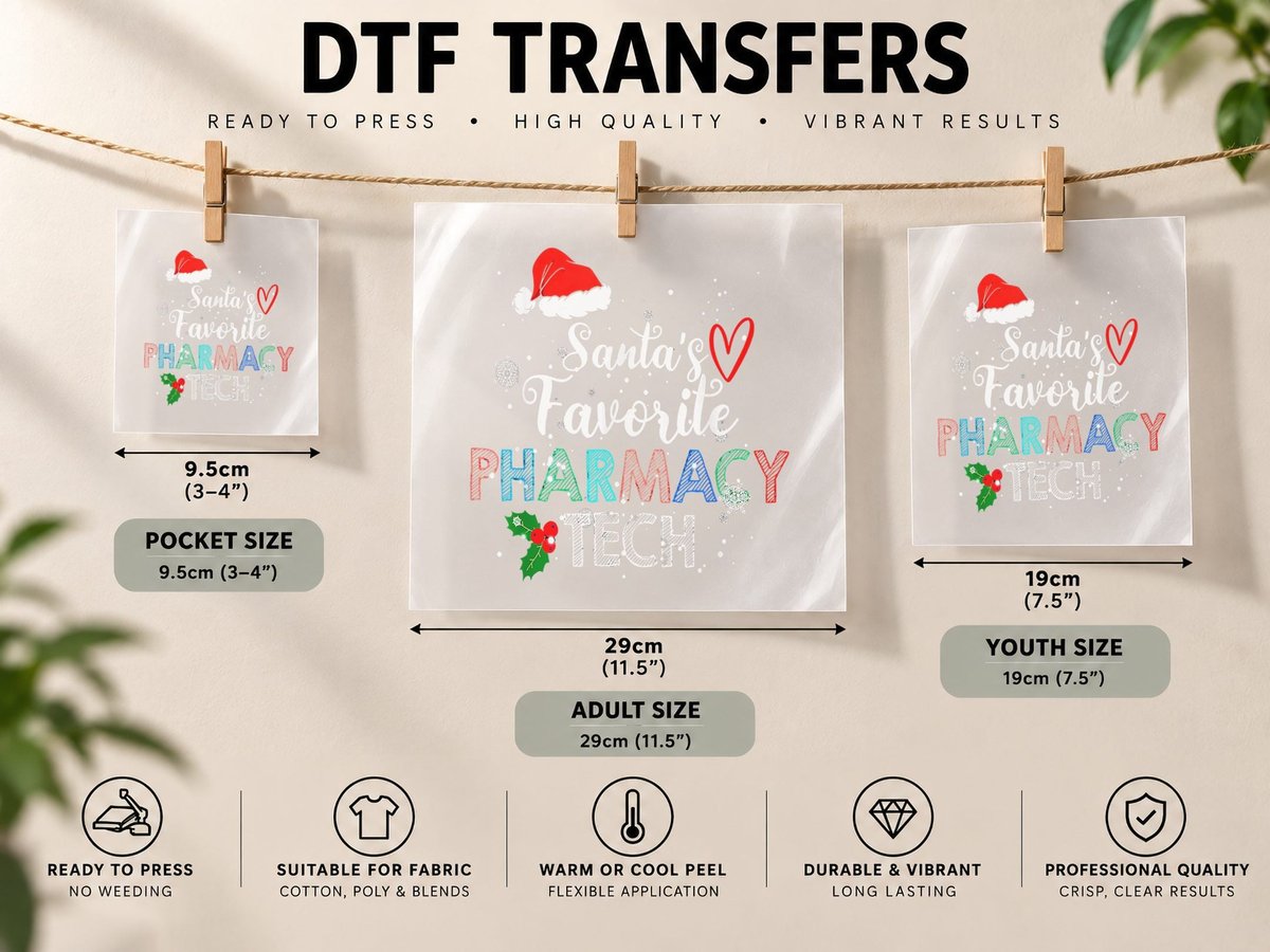 Santas Favorite Pharmacy Tech Christmas Costume Xmas DTF Transfer Iron On