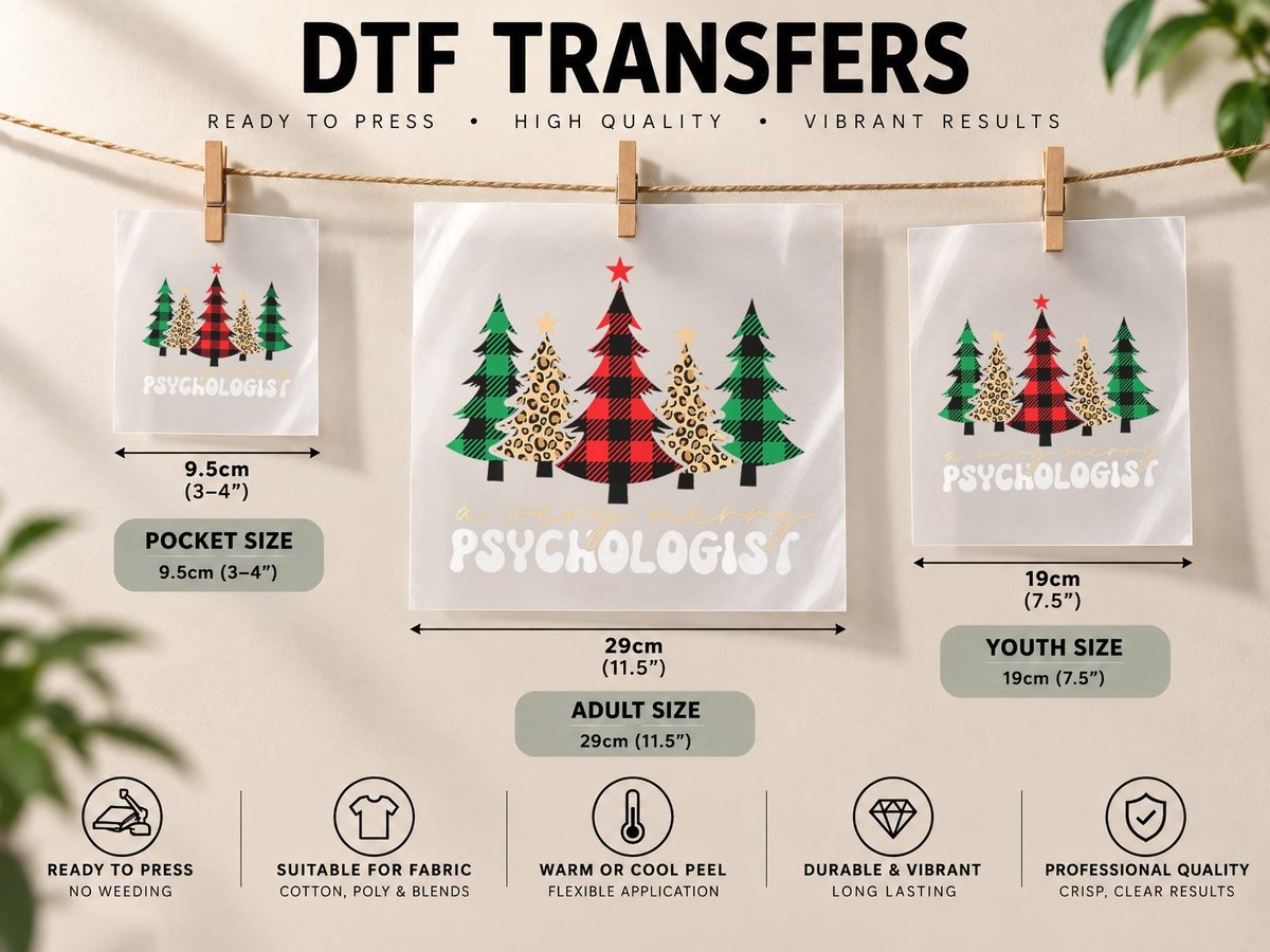 School Psychologist Merry Christmas Tree Psychology Team DTF Transfer Iron On