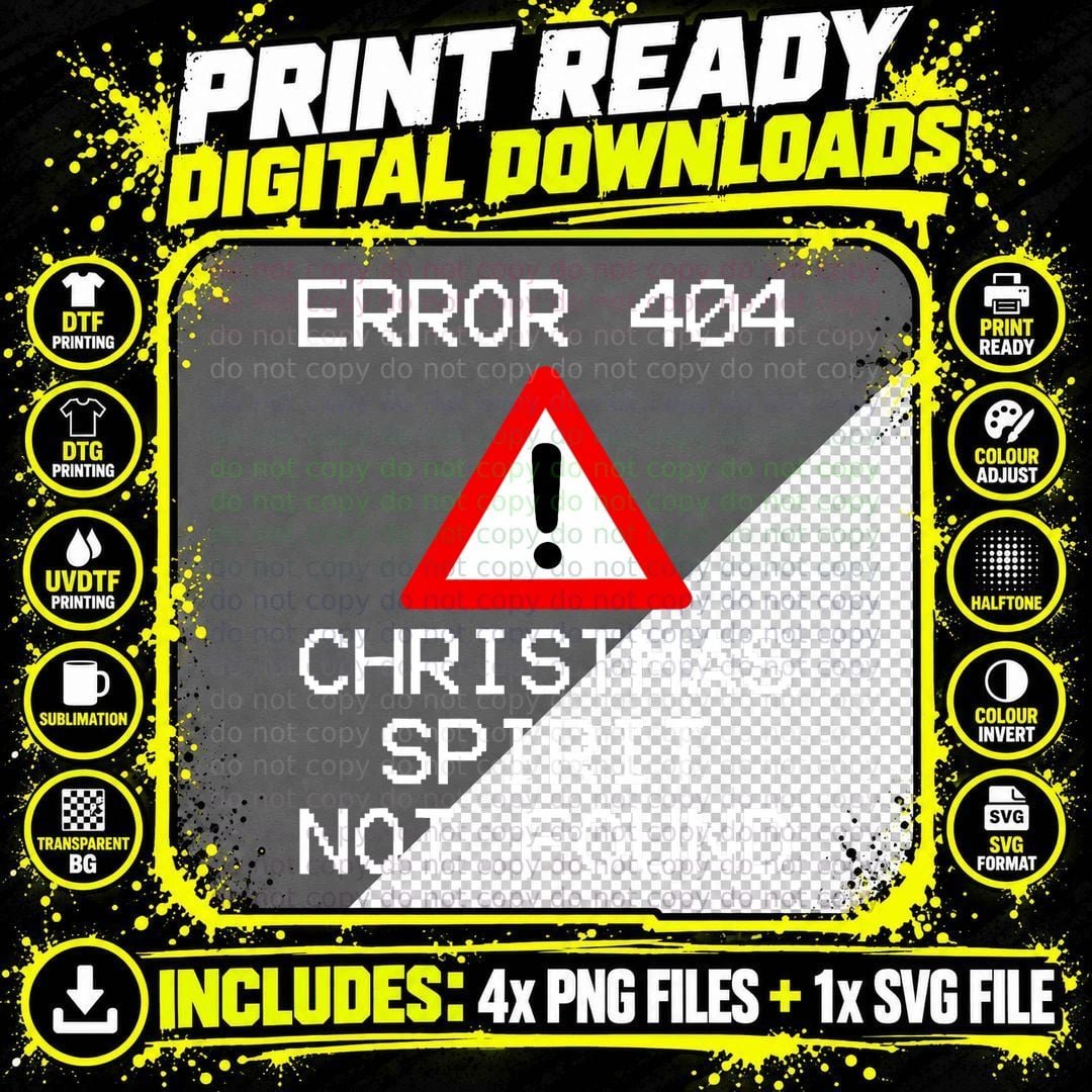 Scrooge Bah Humbug ERROR 404 Anti Christmas Spirit Png SVG Digital Bundle