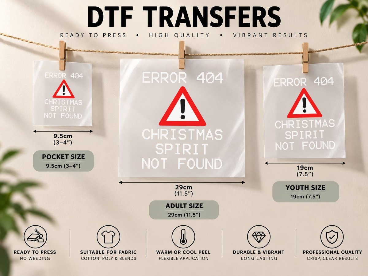 Scrooge Bah Humbug ERROR 404 Anti Christmas Spirit DTF Transfer Iron On