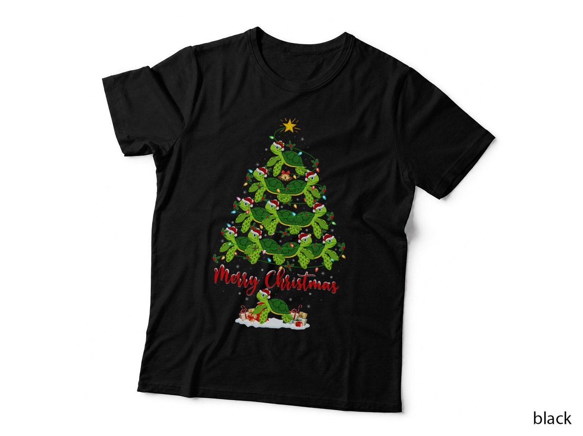 Sea Turtle Lover Xmas Tree Santa Sea Turtle Christmas Tree T-Shirt