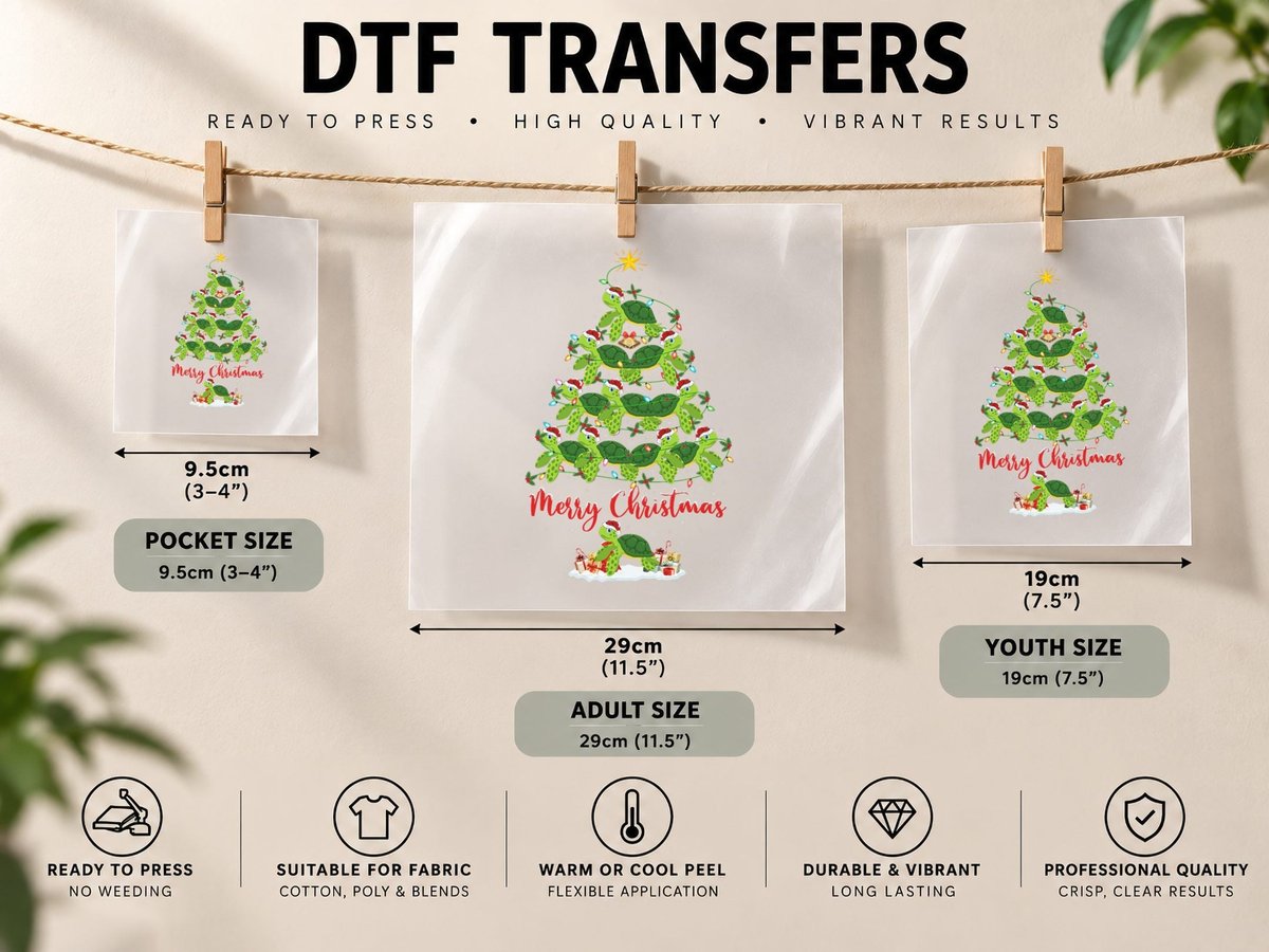 Sea Turtle Lover Xmas Tree Santa Sea Turtle Christmas Tree DTF Transfer Iron On