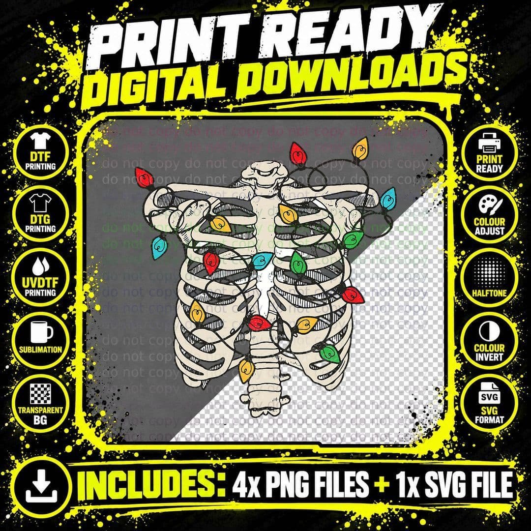 Skeleton Christmas Funny Dead Inside T-Shirt Png SVG Digital Bundle