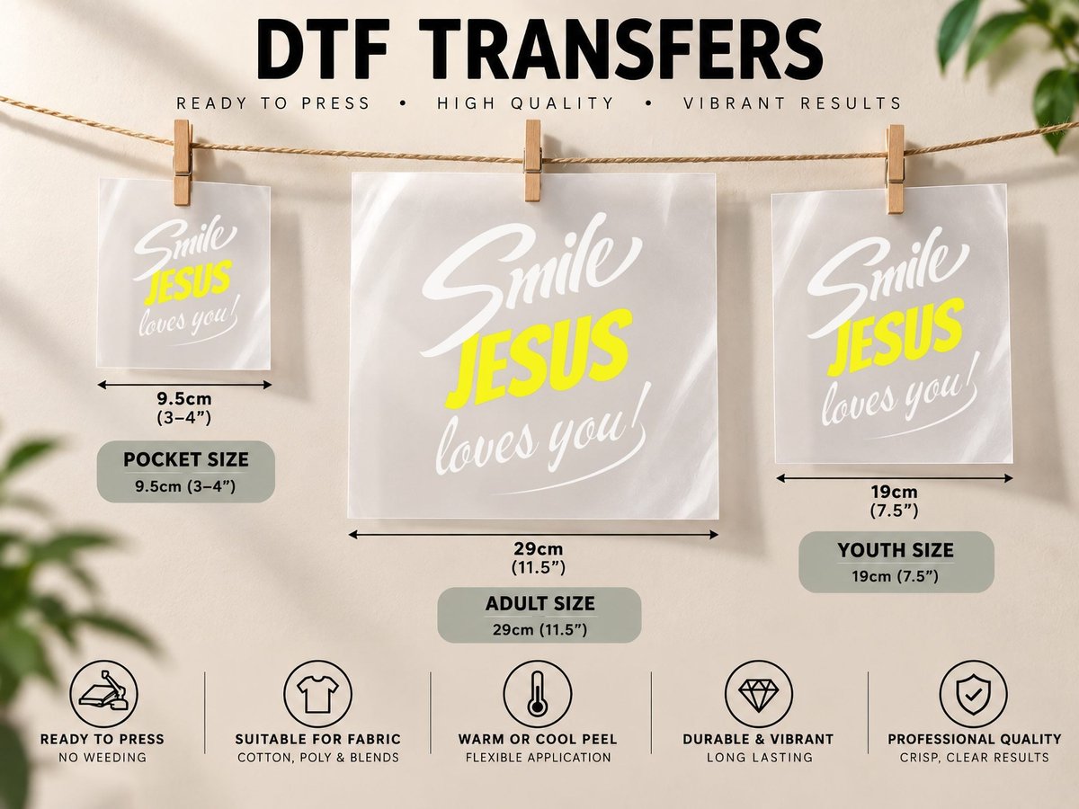 Smile Jesus Loves You Christian Christmas DTF Transfer Iron On
