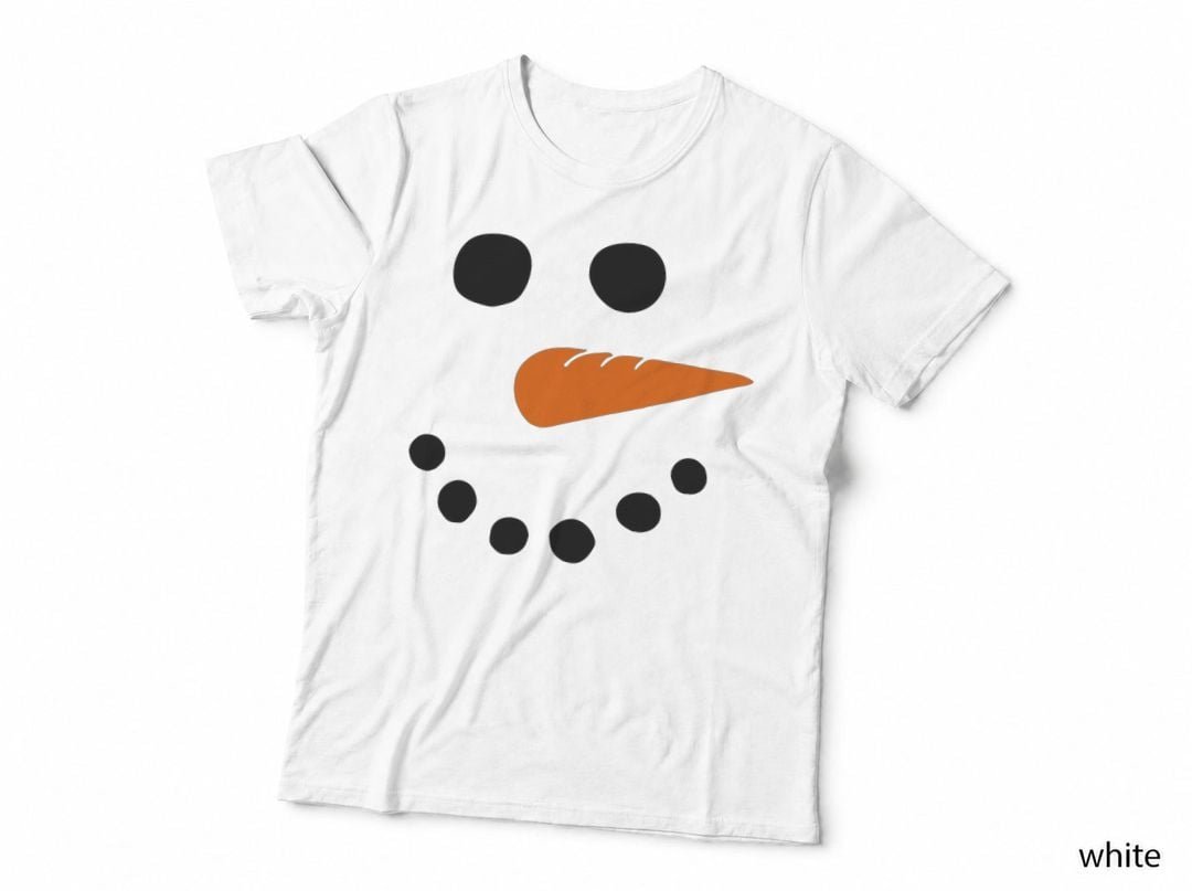 Snowman Face Carrot Nose Christmas Winter Cosplay Costume T-Shirt