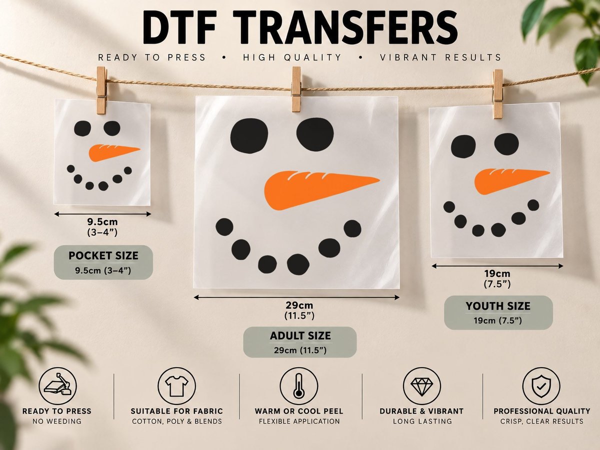 Snowman Face Carrot Nose Christmas Winter Cosplay Costume DTF Transfer Iron On
