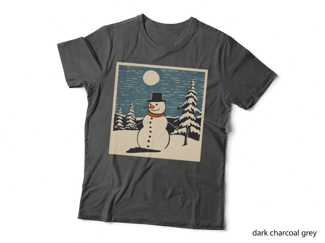 Snowman Winter Motif Vintage Retro Christmas Xmas T-Shirt