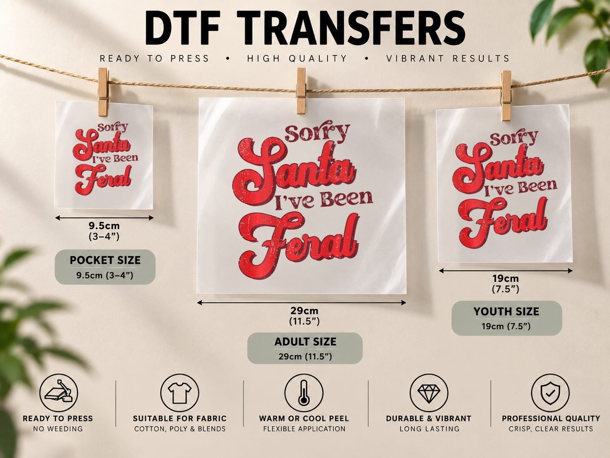 Sorry Santa I've Been Feral Christmas Retro DTF Transfer Iron On