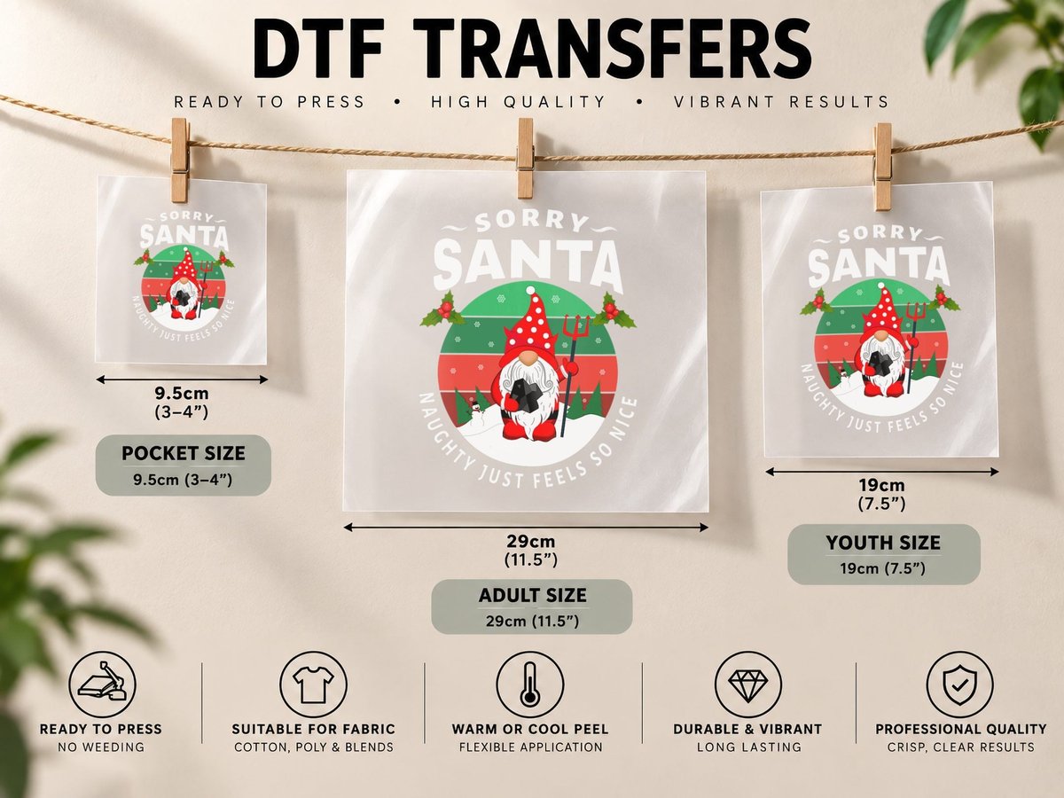 Sorry Santa Naughty Just Feels So Nice Funny Rude Christmas DTF Transfer Iron On