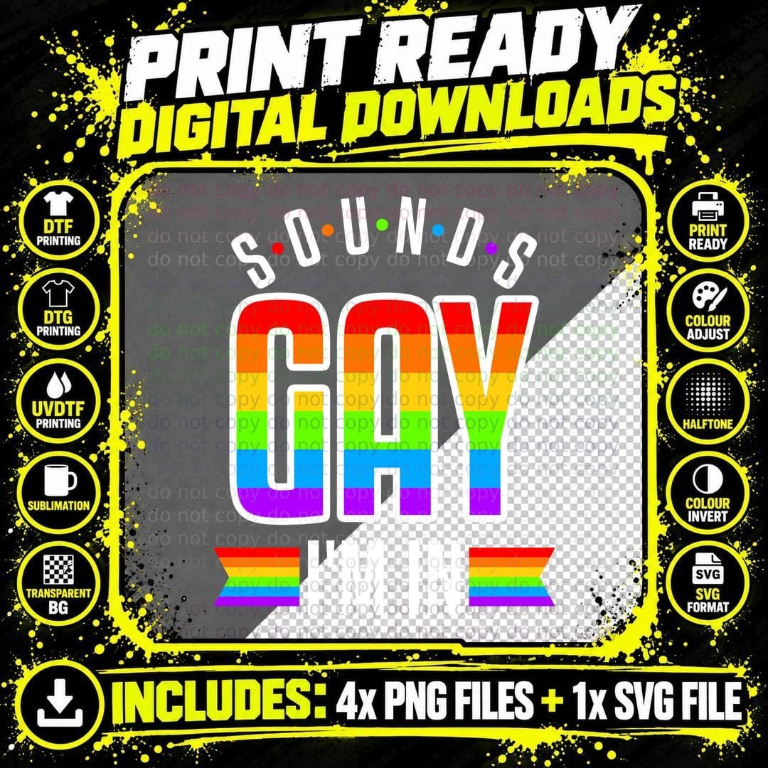 Sounds Gay Funny Pride LGBT Lesbian Christmas Pullover Png SVG Digital Bundle