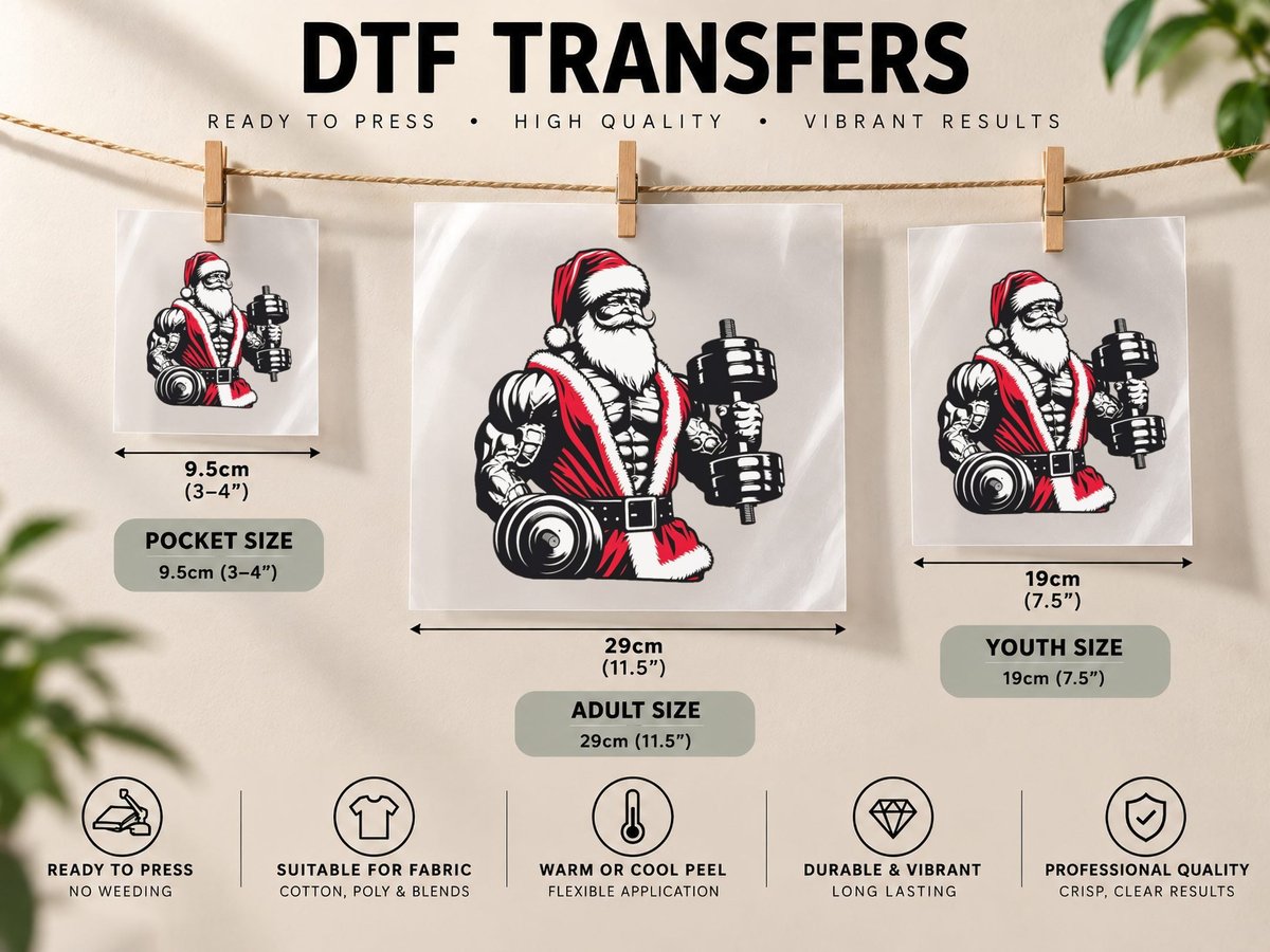 Swole Santa Christmas Gym DTF Transfer Iron On