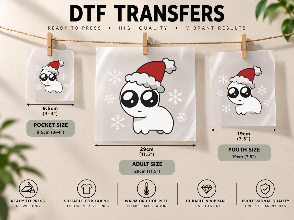 TBH Autism Creature Meme with Santa Hat Christmas DTF Transfer Iron On