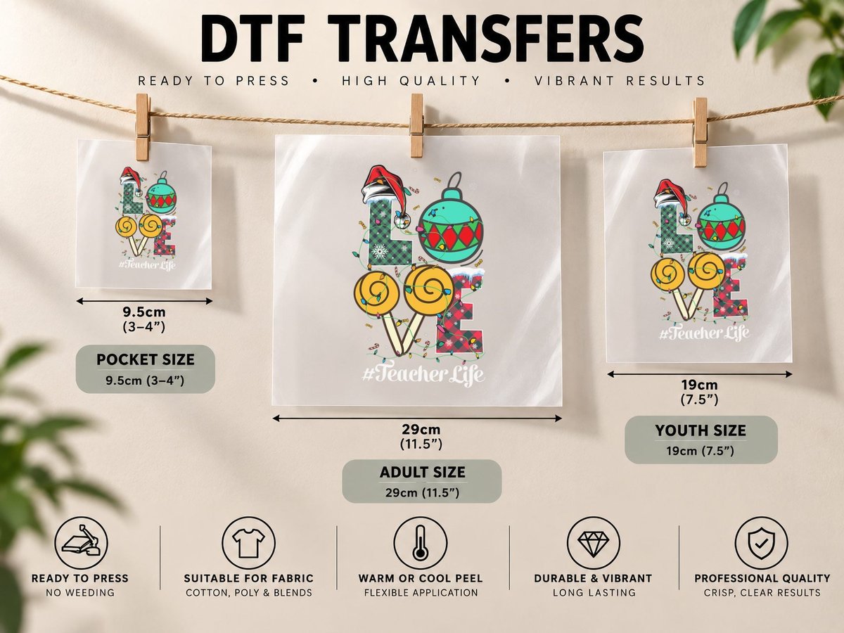 Teacher Life Christmas Love Rudolph Xmas DTF Transfer Iron On