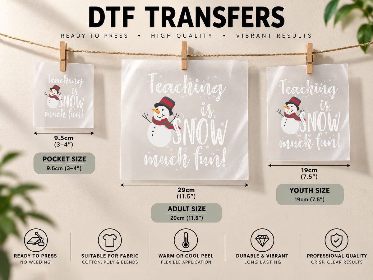 Teaching Is Snow Much Fun Winter Christmas Xmas Teacher DTF Transfer Iron On