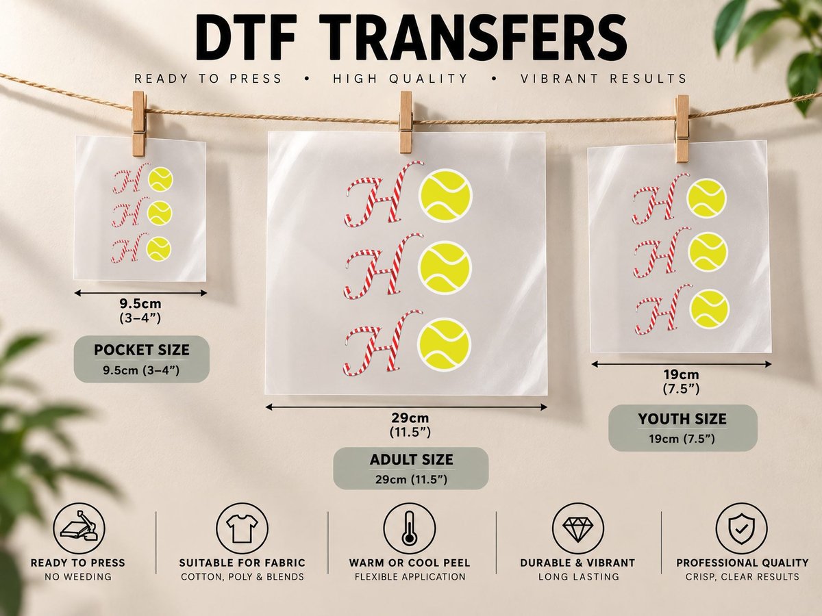 Tennis Christmas -Sports Ho Ho Ho Holiday Tennis DTF Transfer Iron On