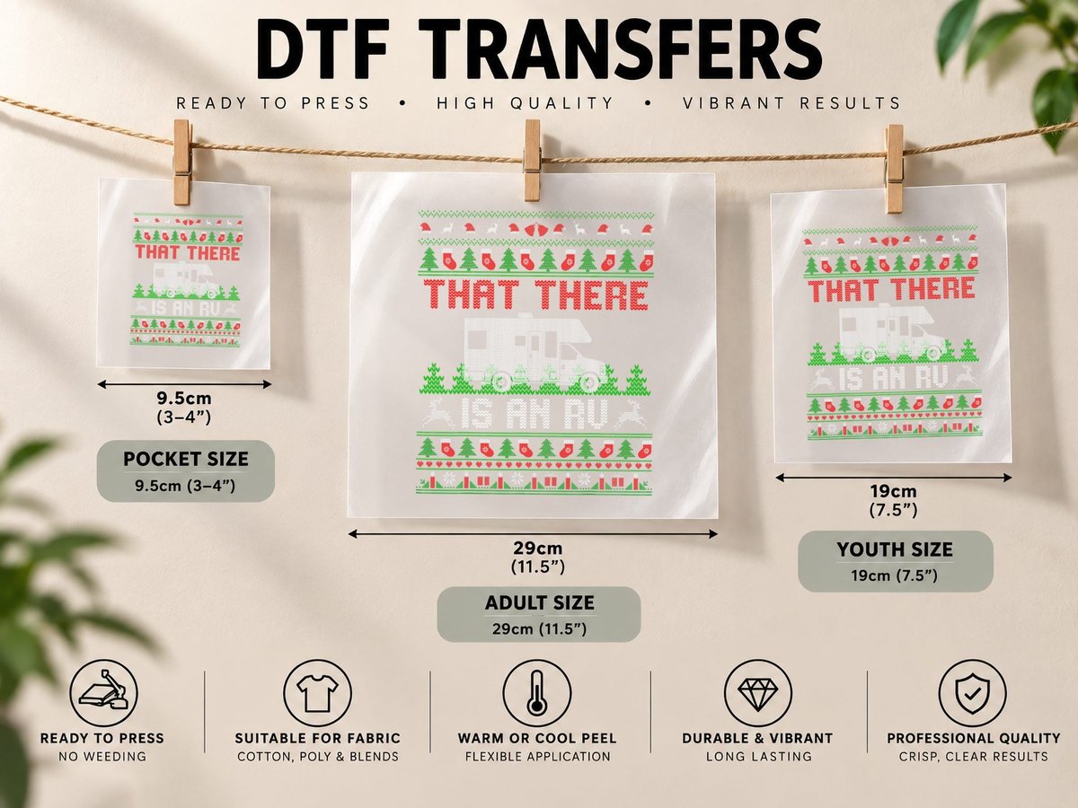 That There Is an RV Camping Funny Ugly Christmas Campers DTF Transfer Iron On
