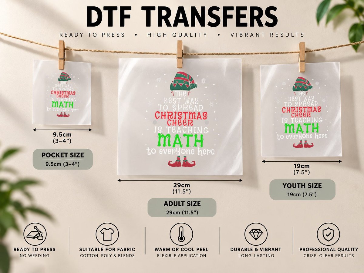 The Best Way to Spread Christmas Cheer Is Teaching Math DTF Transfer Iron On