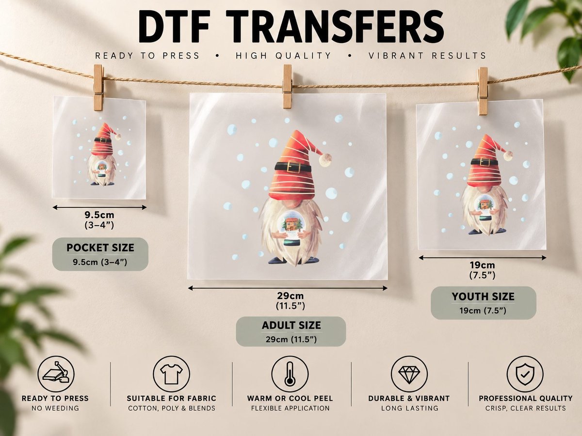 The Christmas Gnome DTF Transfer Iron On