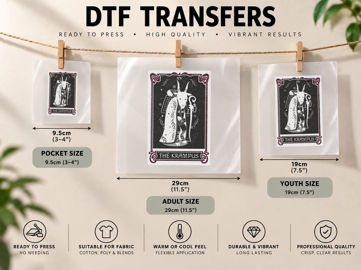 The Krampus Tarot Card. Christmas Occult Goth Dark Magic DTF Transfer Iron On
