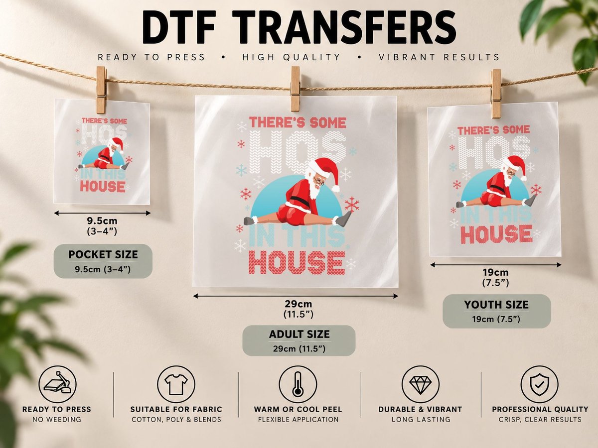 There's Some Hos in This House Santa Got That Christmas DTF Transfer Iron On