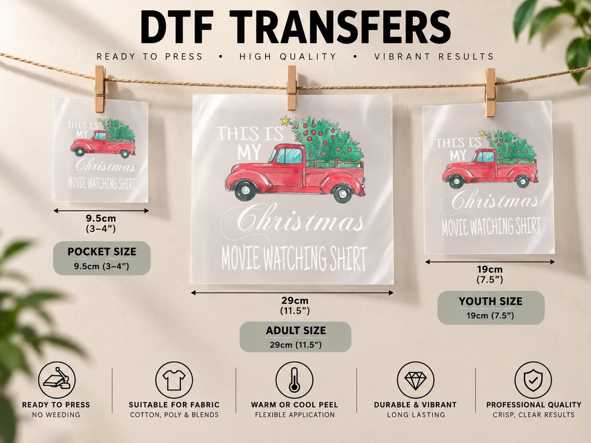 This Is My Christmas Movie Watching with Vintage Truck DTF Transfer Iron On