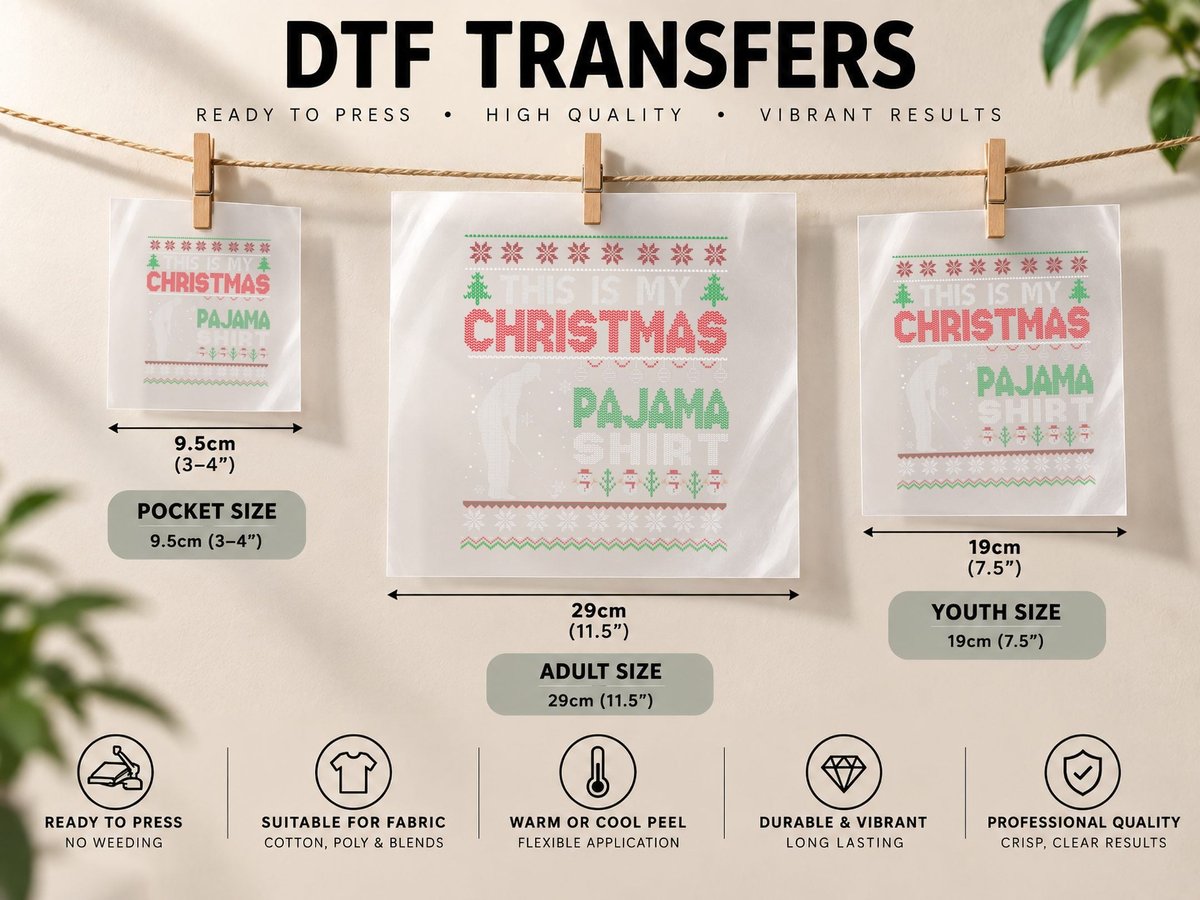 This Is My Christmas Pajama Mens Golf Ugly DTF Transfer Iron On