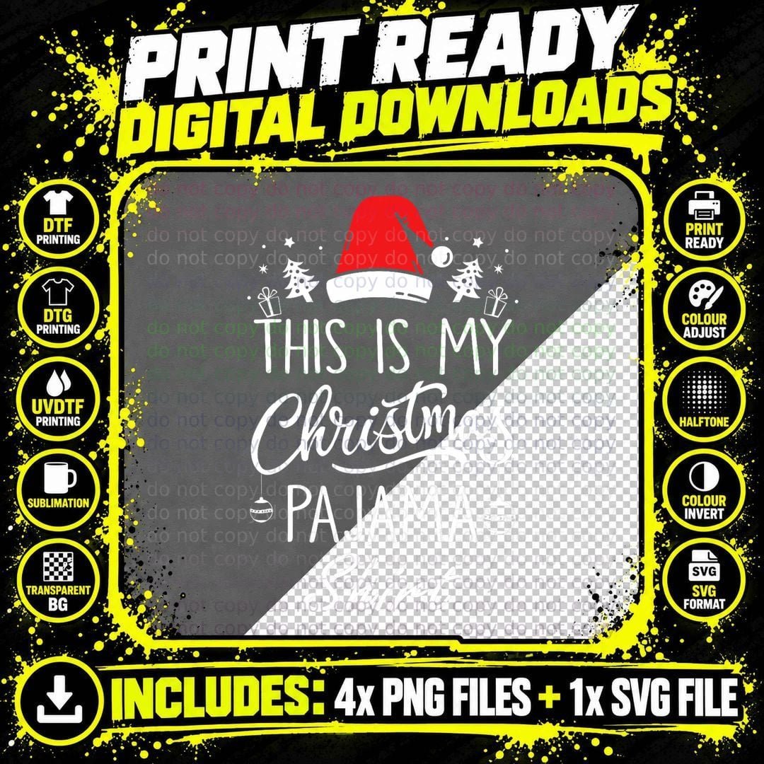 This Is My Christmas Pajama Shirt Funny Christmas T-Shirt Png SVG Digital Bundle