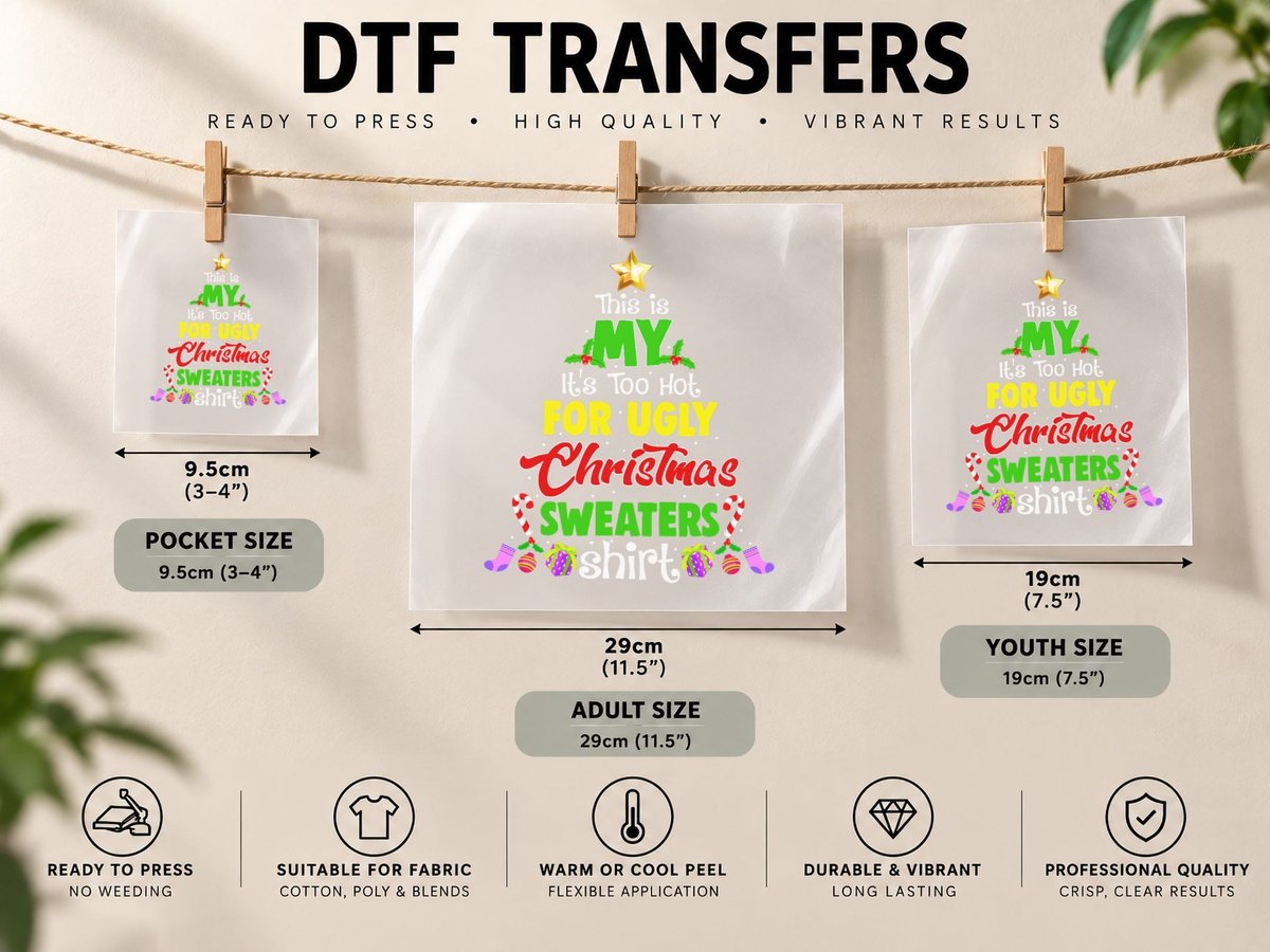 This Is My It's Too Hot for Ugly Christmas DTF Transfer Iron On