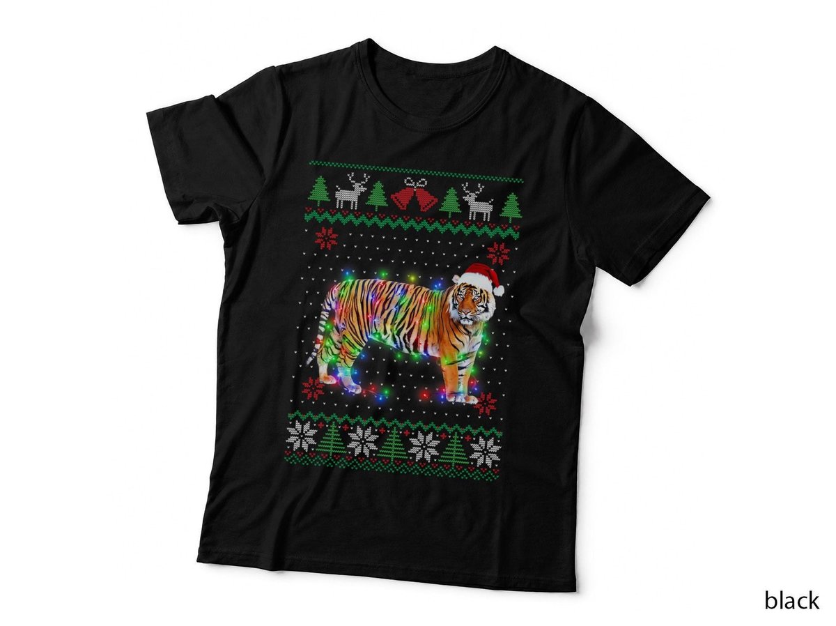 Tiger Animal Ugly Sweater Christmas Puppy Animal Lover T-Shirt