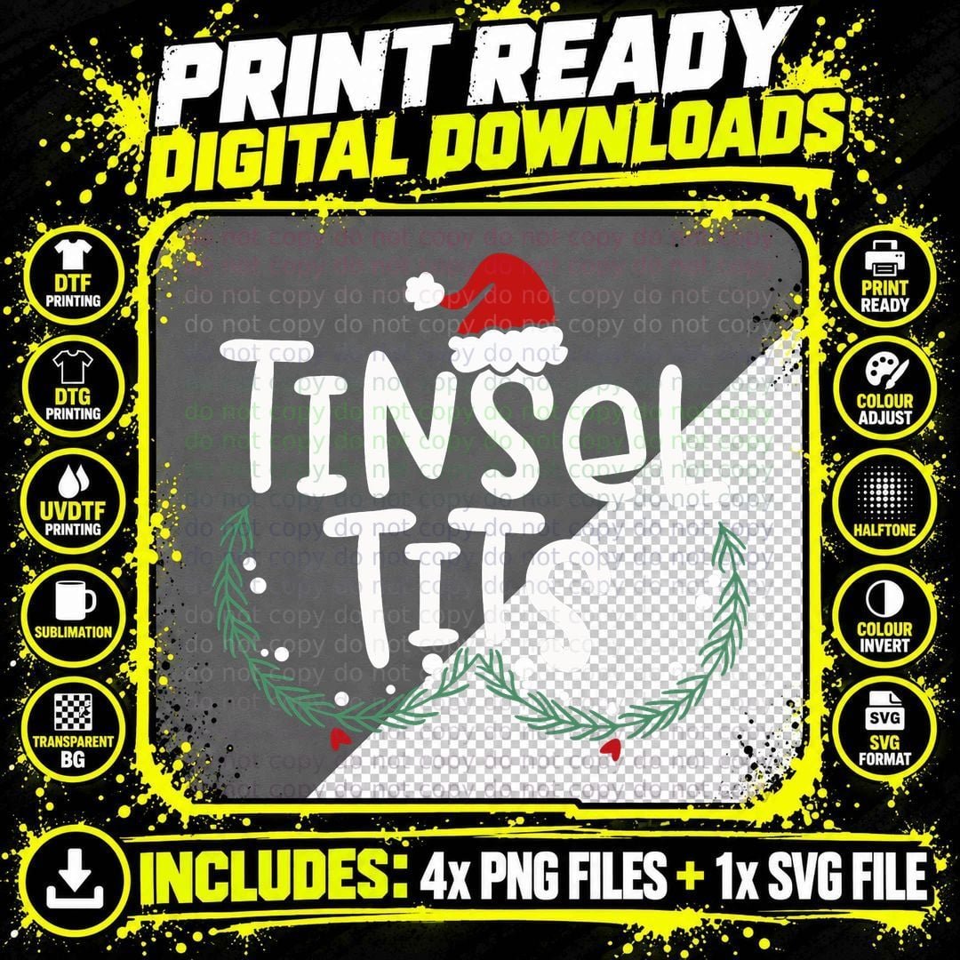 Tinsel Tits and Jingle Balls Funny Matching Christmas Png SVG Digital Bundle