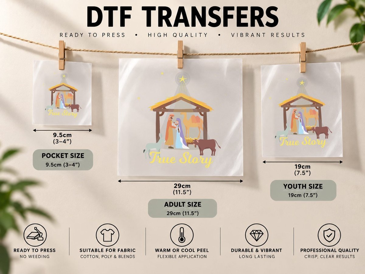 True Story - Christmas Advent Nativity Scene North Star DTF Transfer Iron On