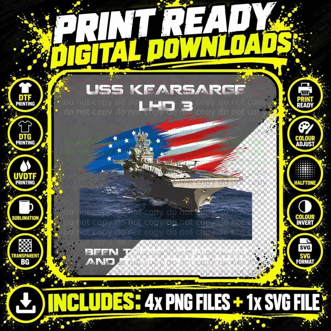 USS Kearsarge LHD-3 Amphibious Assault Ship Veteran Xmas Png SVG Digital Bundle