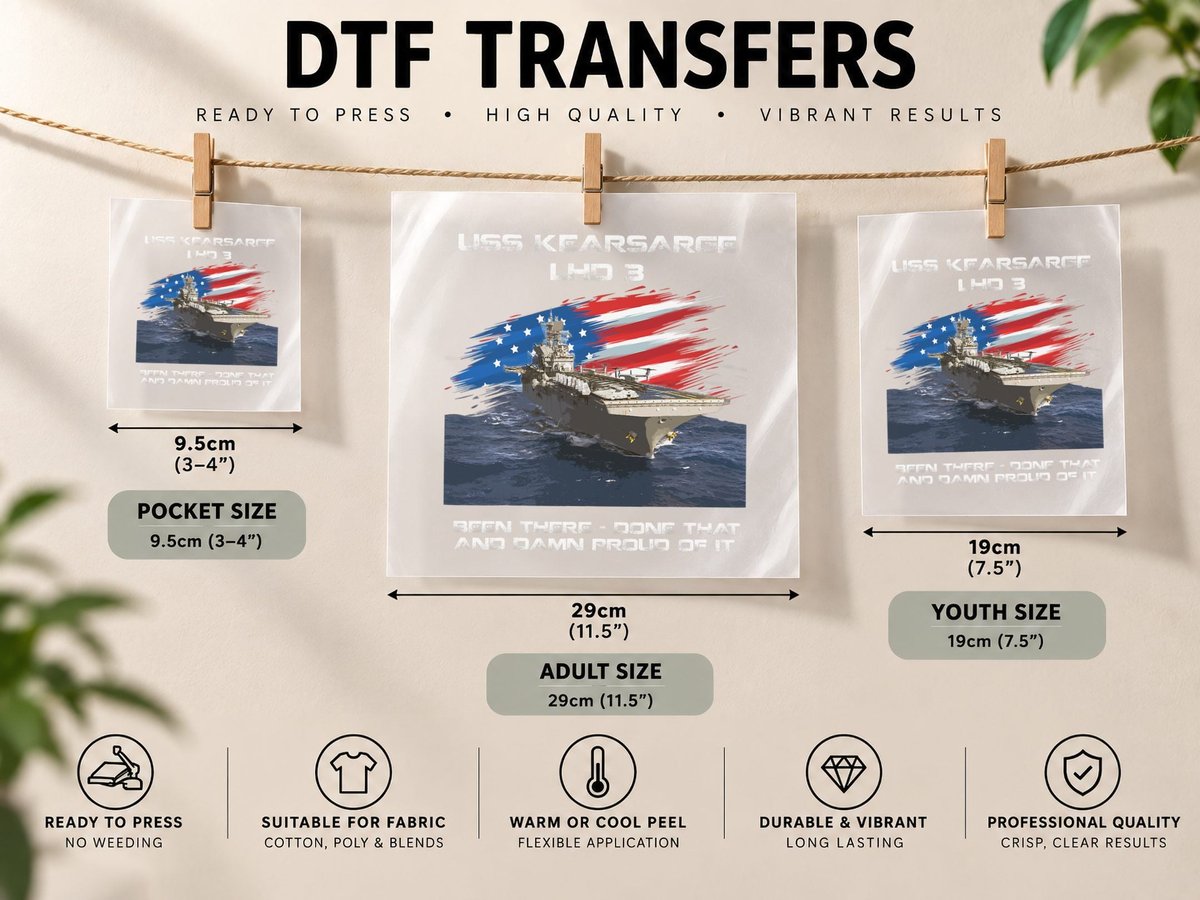 USS Kearsarge LHD-3 Amphibious Assault Ship Veteran Xmas DTF Transfer Iron On
