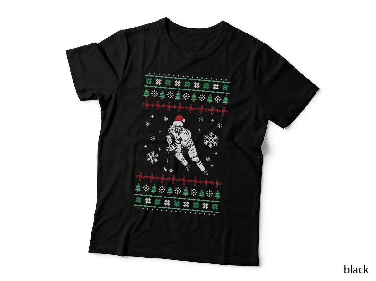Ugly Christmas Hockey Sport - Christmas Ice Hockey Player T-Shirt