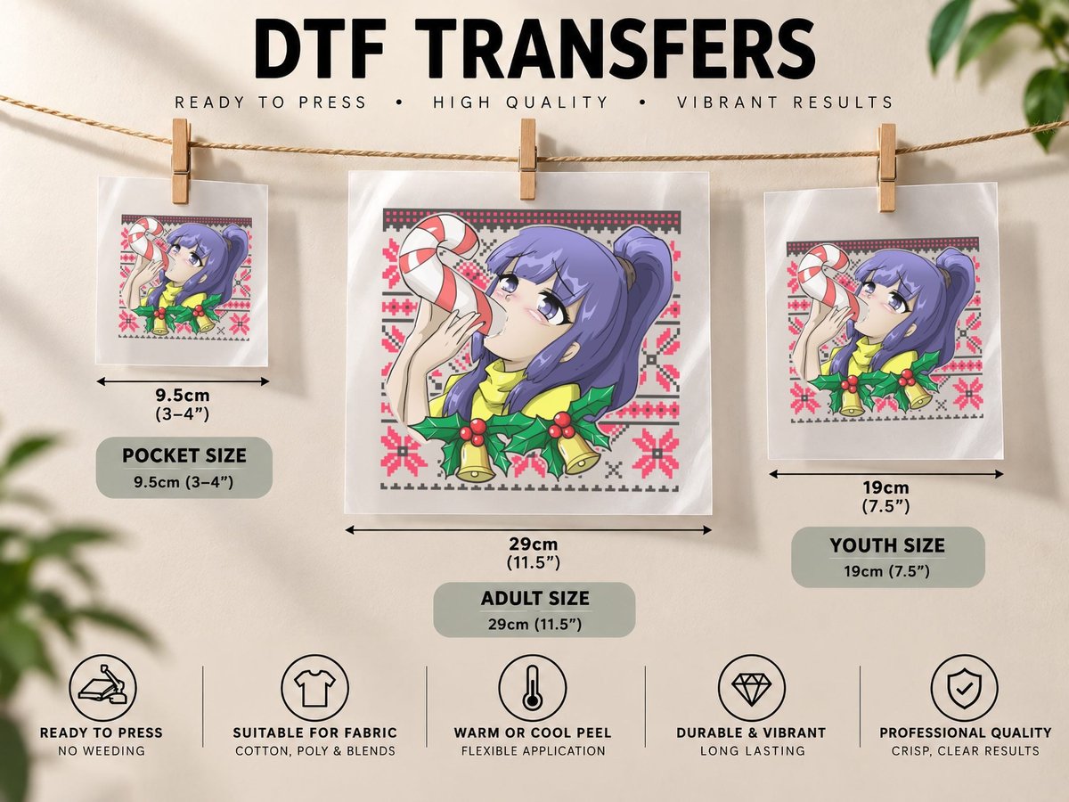 Ugly Christmas Otaku Ahegao Ecchi Etchi Lewd Hentai Kawaii DTF Transfer Iron On